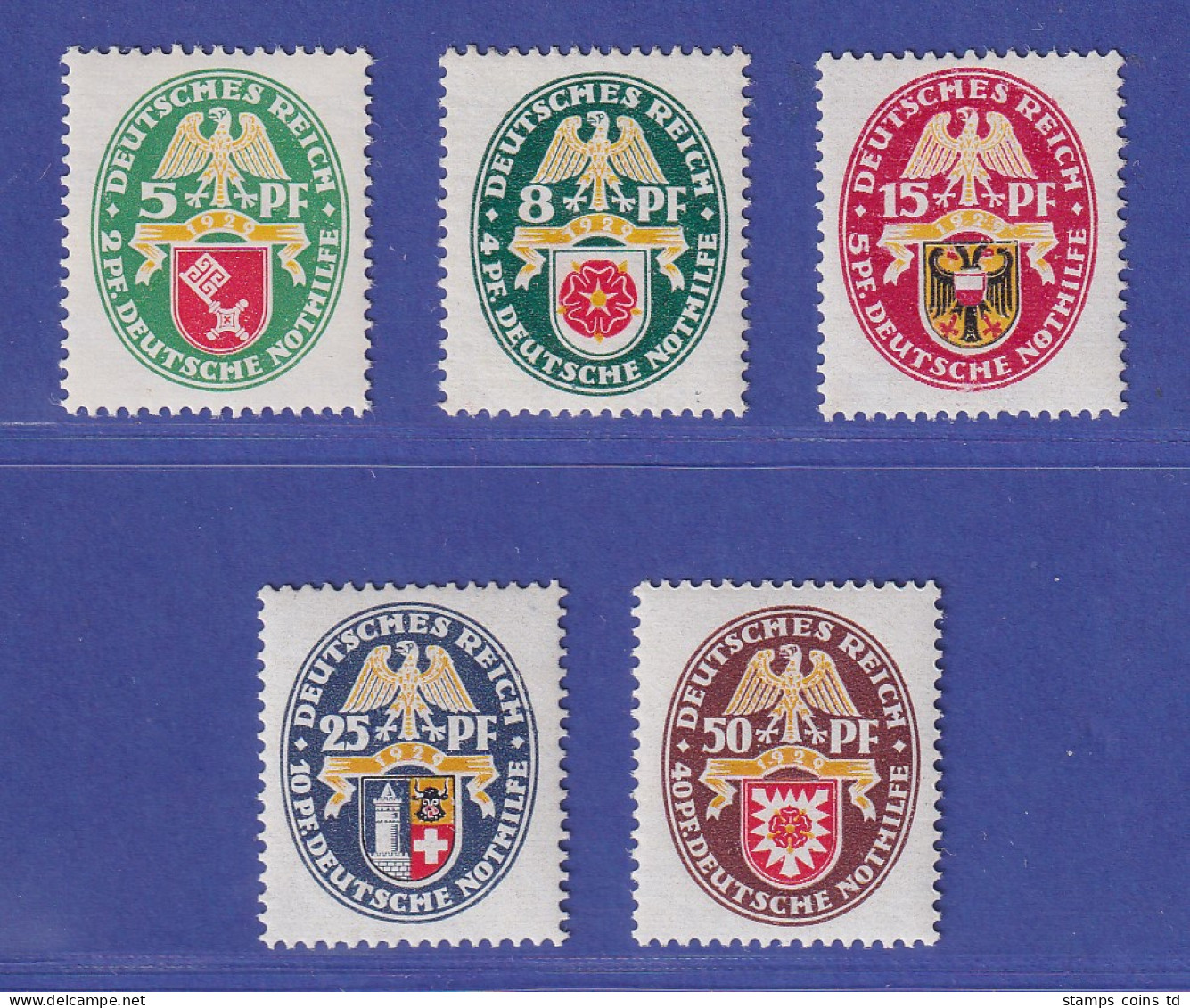 Dt. Reich 1929 Nothilfe Landeswappen Mi.-Nr. 430-434 Postfrisch ** - Unused Stamps