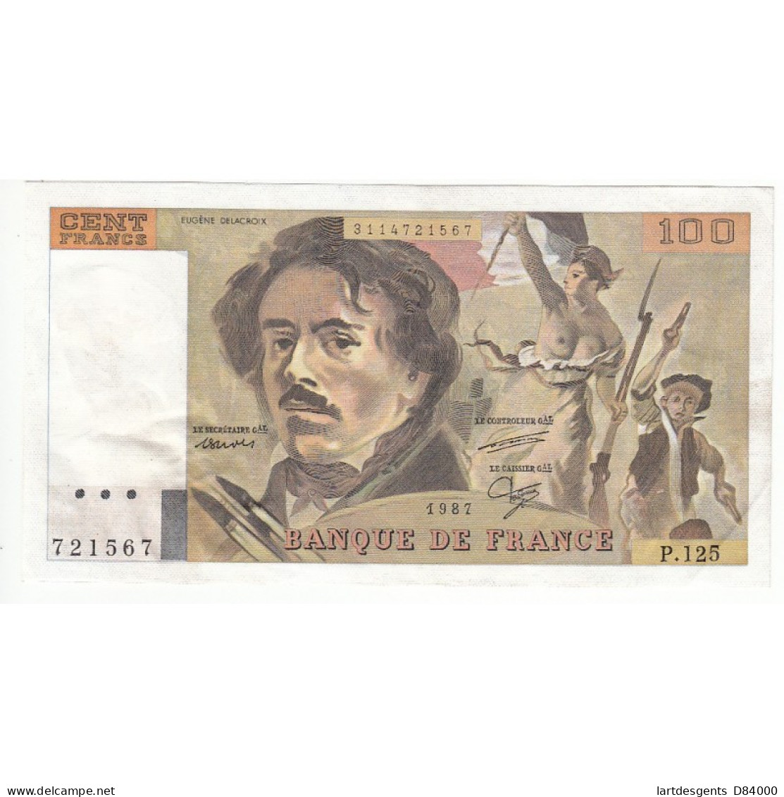 100 FRANCS DELACROIX 1987 SUP+  Fayette 69.11 - 100 F 1978-1995 ''Delacroix''