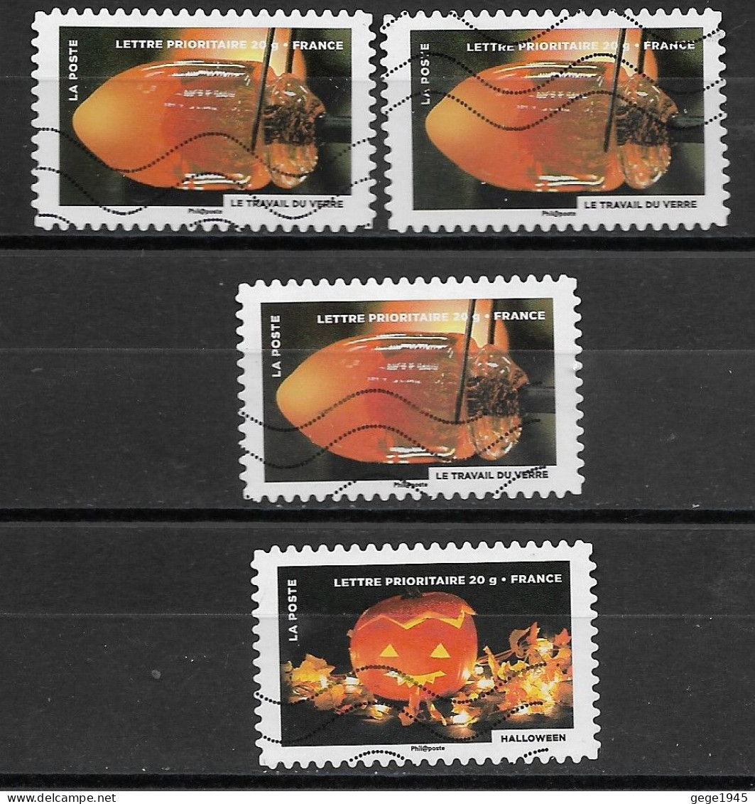 France 2012  Oblitéré Autoadhésif  N° 753  ( 3  Exemplaires )  & N° 755  ( 1 Exemplaire ) -  Le Timbre Fête Le Feu - Used Stamps