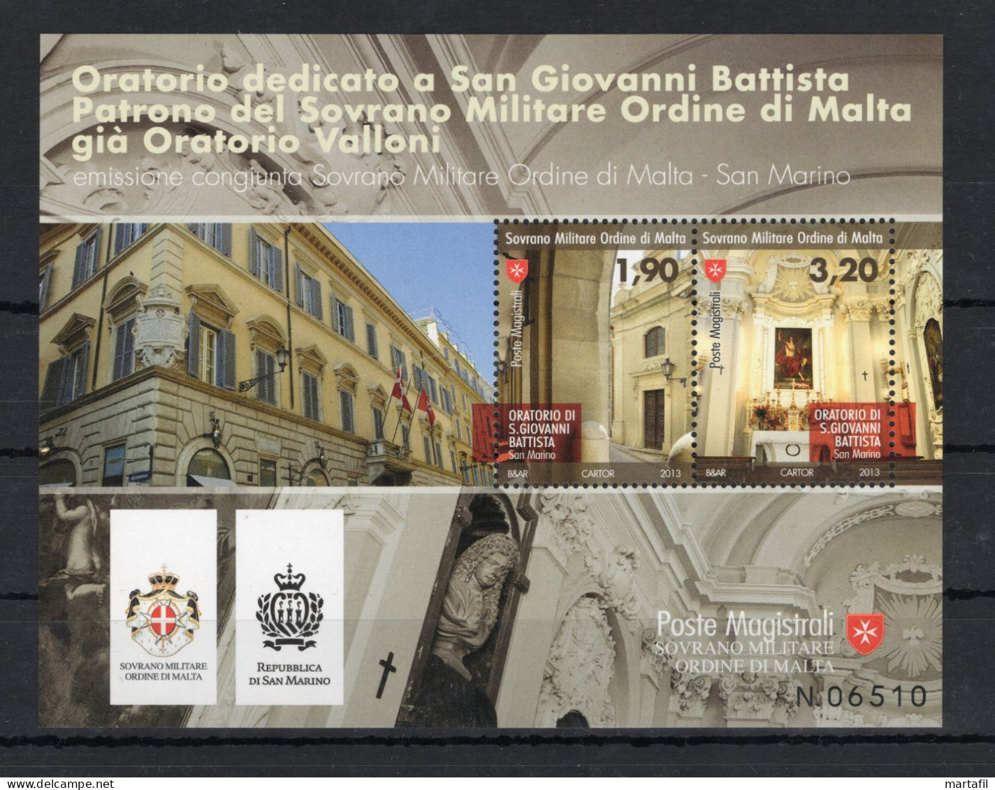 2013 SMOM BF 128 MNH ** Congiunta San Marino, Oratorio Dedicato A San Giovanni Battista Patrono Del SMOM - Malte (Ordre De)