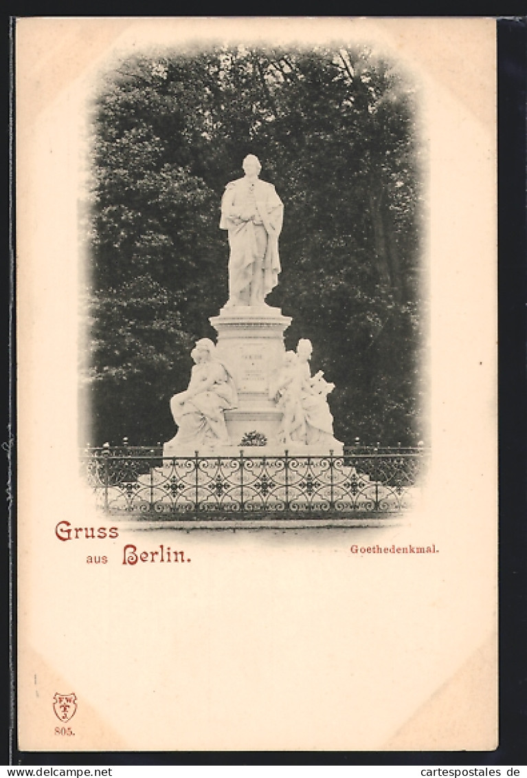 AK Berlin-Tiergarten, Ansicht Vom Goethedenkmal  - Tiergarten