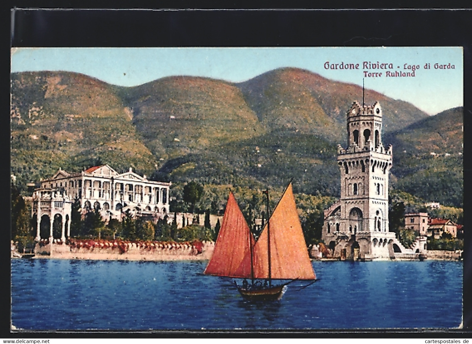 Cartolina Gardone Riviera, Lago Di Garda, Torre Ruhland  - Otros & Sin Clasificación