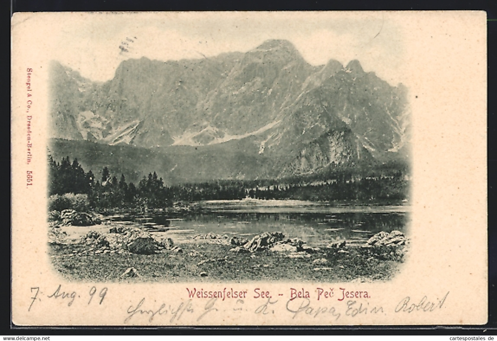 Cartolina Tarvis, Weissenfelser See, Blick Gegen Die Berge  - Altri & Non Classificati