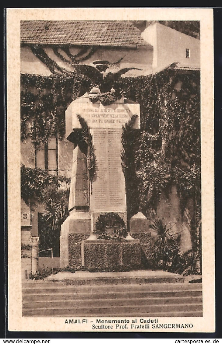 Cartolina Amalfi, Monumento Al Caduti  - Otros & Sin Clasificación