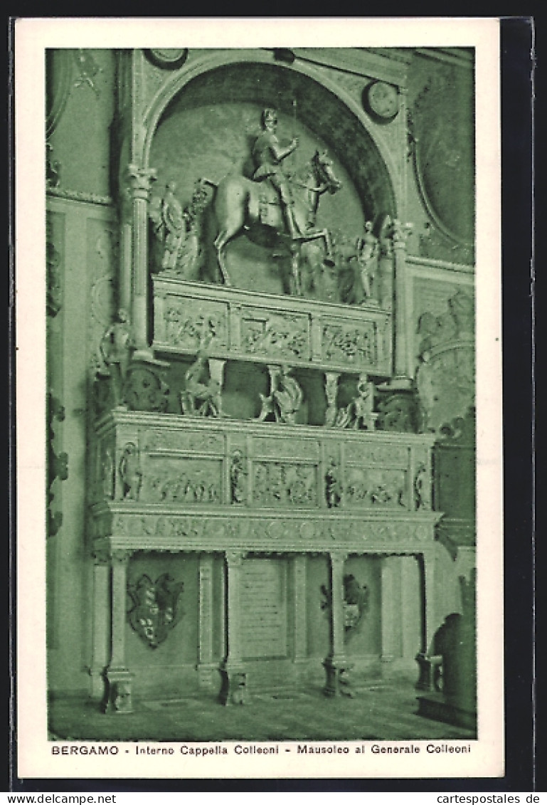 Cartolina Bergamo, Interno Cappella Colleoni, Mausoleo Al Generale Colleoni  - Bergamo