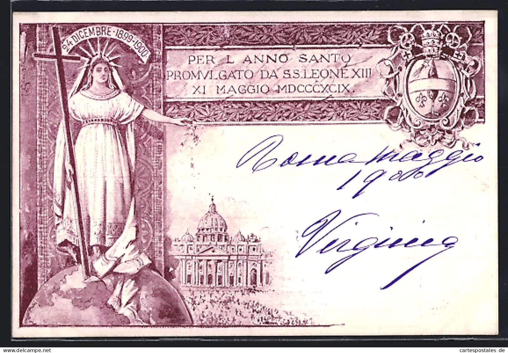 Lithographie Roma, Per L` Anno Santo Promulgato Da S. S. Leone MDCCCXCIX, Kirche, Wappen  - Andere & Zonder Classificatie