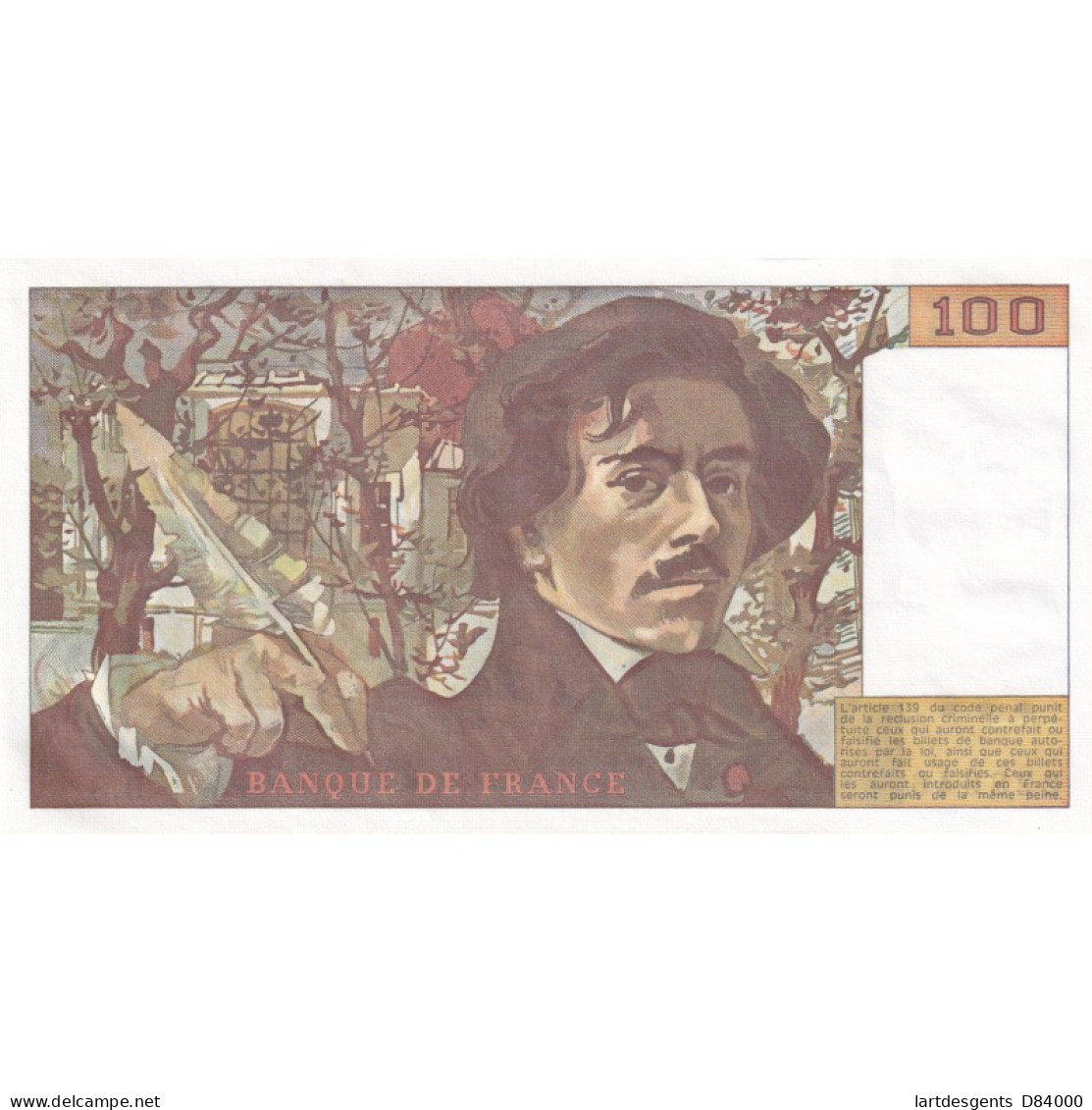 Billet France 100 Francs Delacroix 1978, H.3 228946 UNC, Cote 140 Euros,  Lartdesgents - 100 F 1978-1995 ''Delacroix''