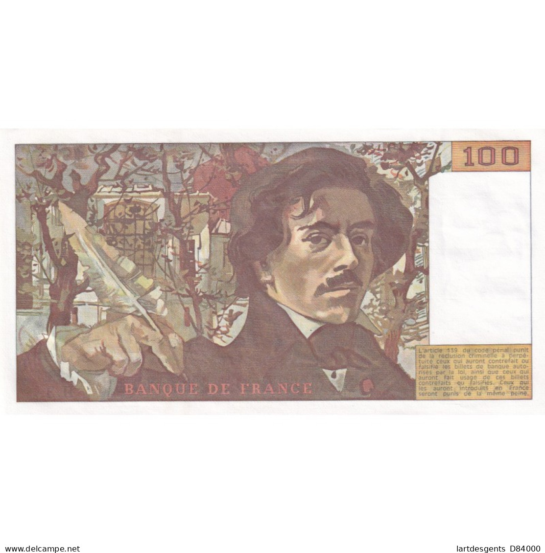 Billet France 100 Francs Delacroix 1978, H.3 228945 UNC, Cote 140 Euros,  Lartdesgents - 100 F 1978-1995 ''Delacroix''