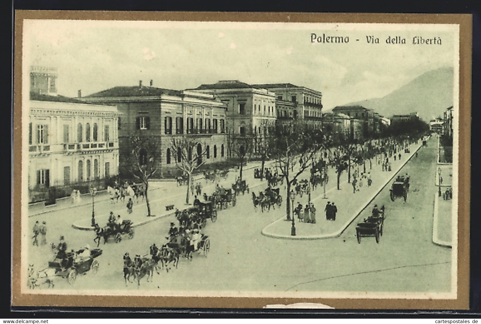 Cartolina Palermo, Via Della Liberta, Pferdekutschen Auf Der Strasse  - Palermo