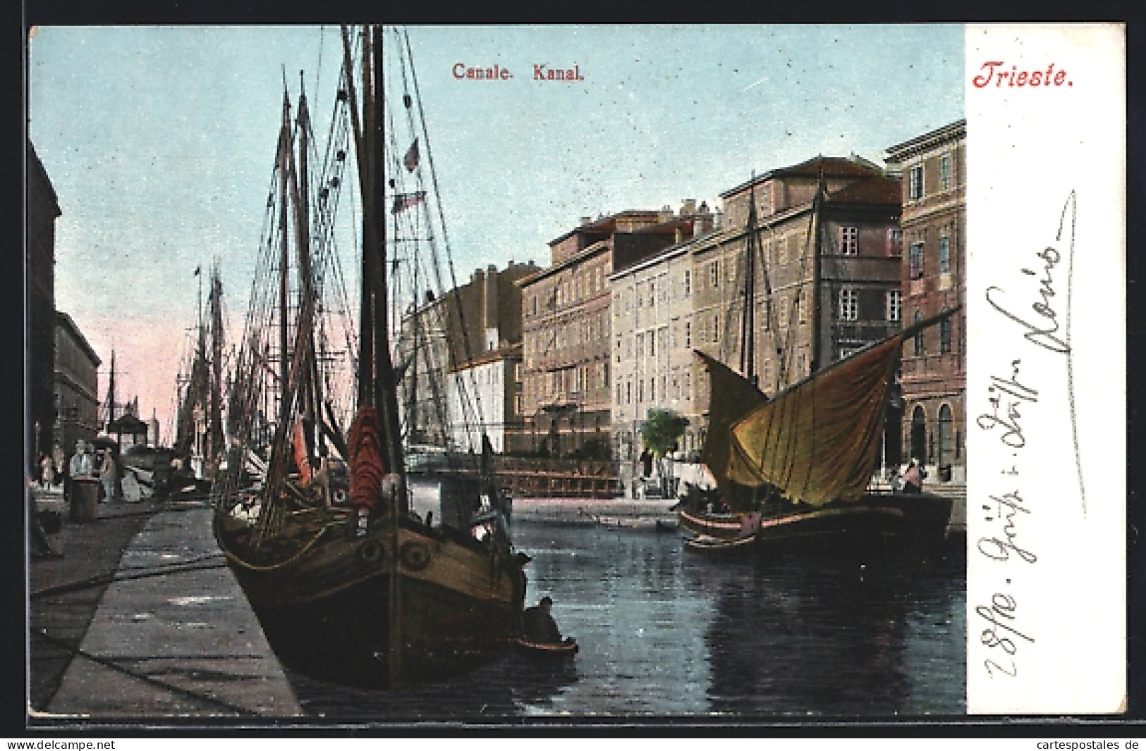 Cartolina Trieste, Kanal Mit Booten  - Trieste
