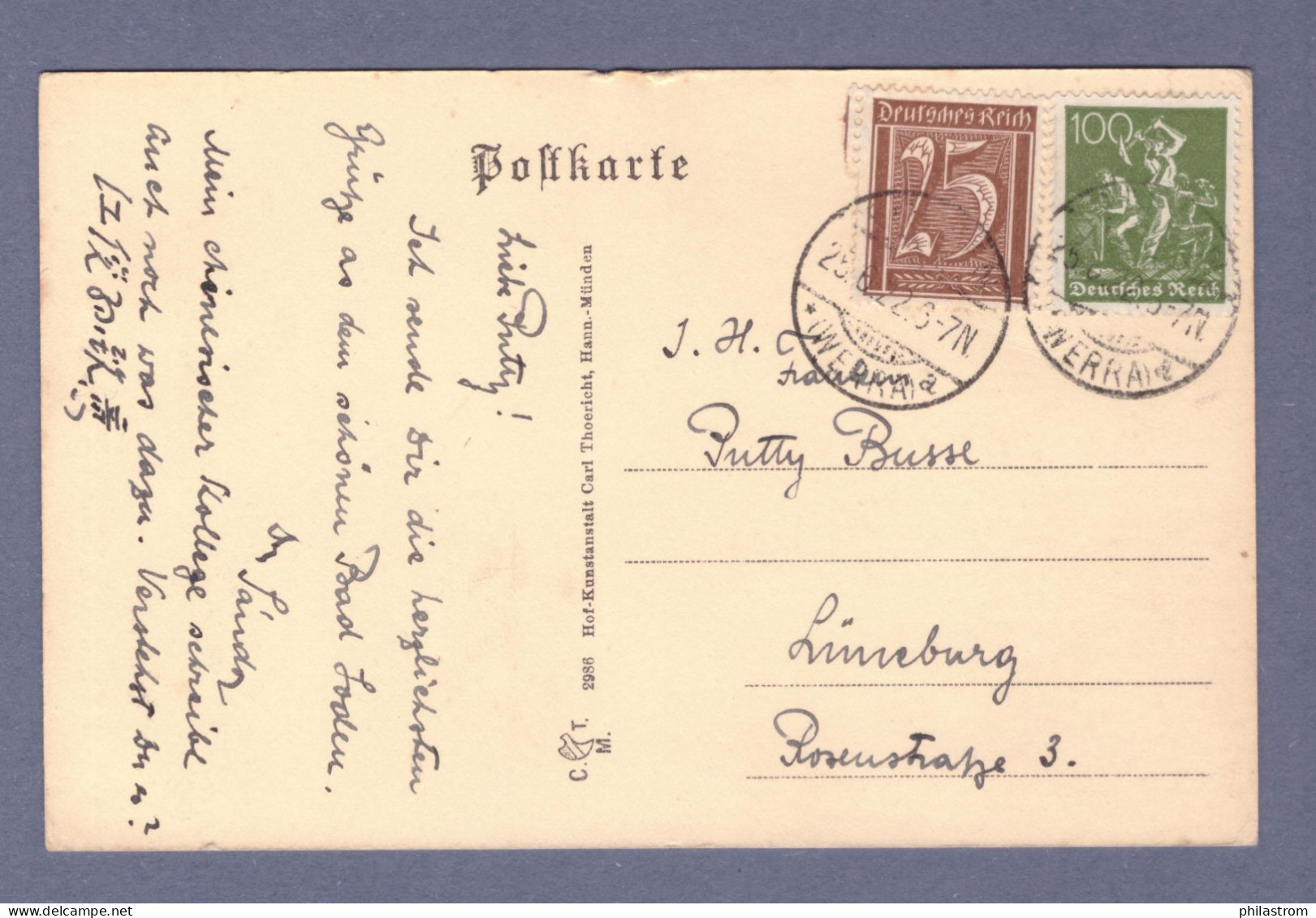 Weimar INFLA Postkarte AK (Bad Sooden A. Werra) 25.6.22 (CG13110-260) - Covers & Documents