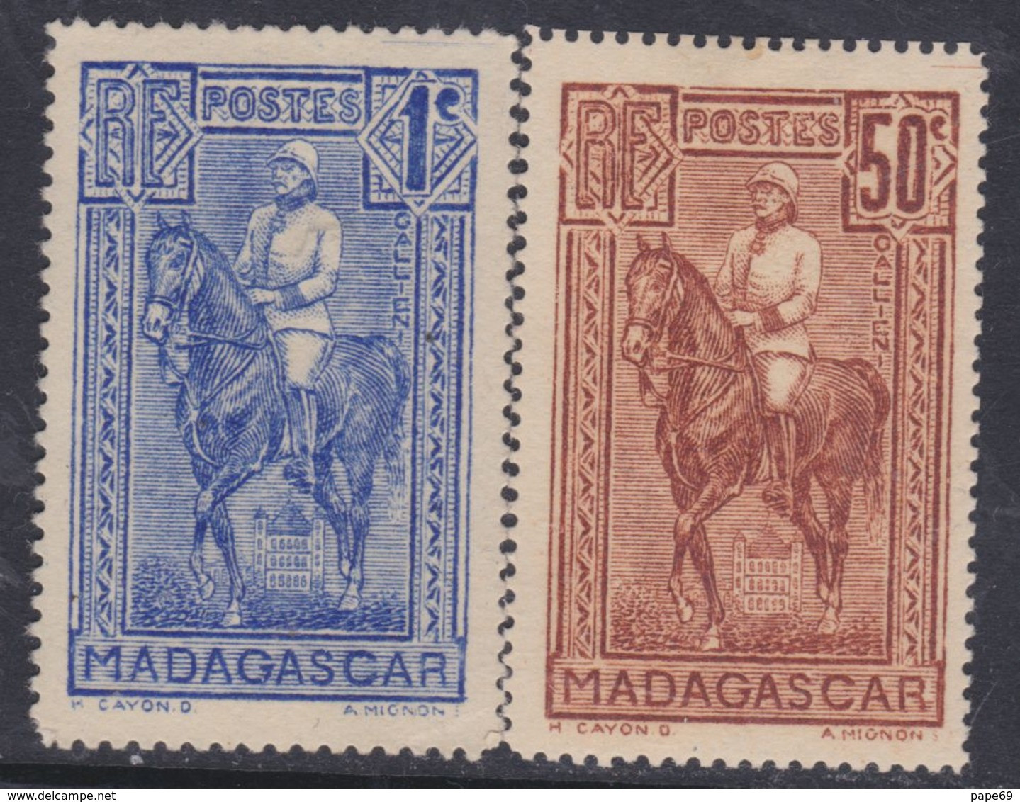 Madagascar N° 183 / 84  X Partie De Série : Général Galliéni : Les 2 Valeurs Trace De Charnière   Sinon TB - Unused Stamps