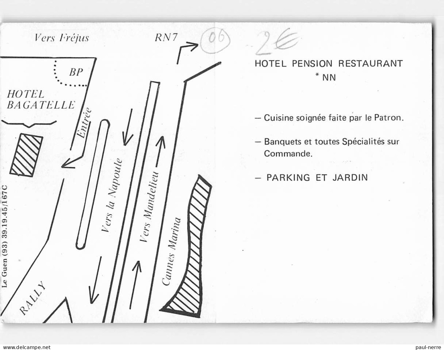 MANDELIEU LA NAPOULE : Hôtel Pension "Bagatelle" - Très Bon état - Sonstige & Ohne Zuordnung