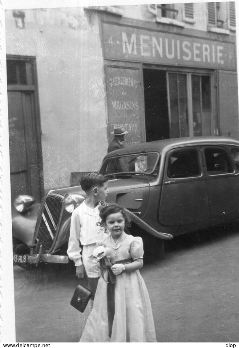 Photo Vintage Paris Snap Shop-  Enfant Child  Voiture Car - Anonymous Persons