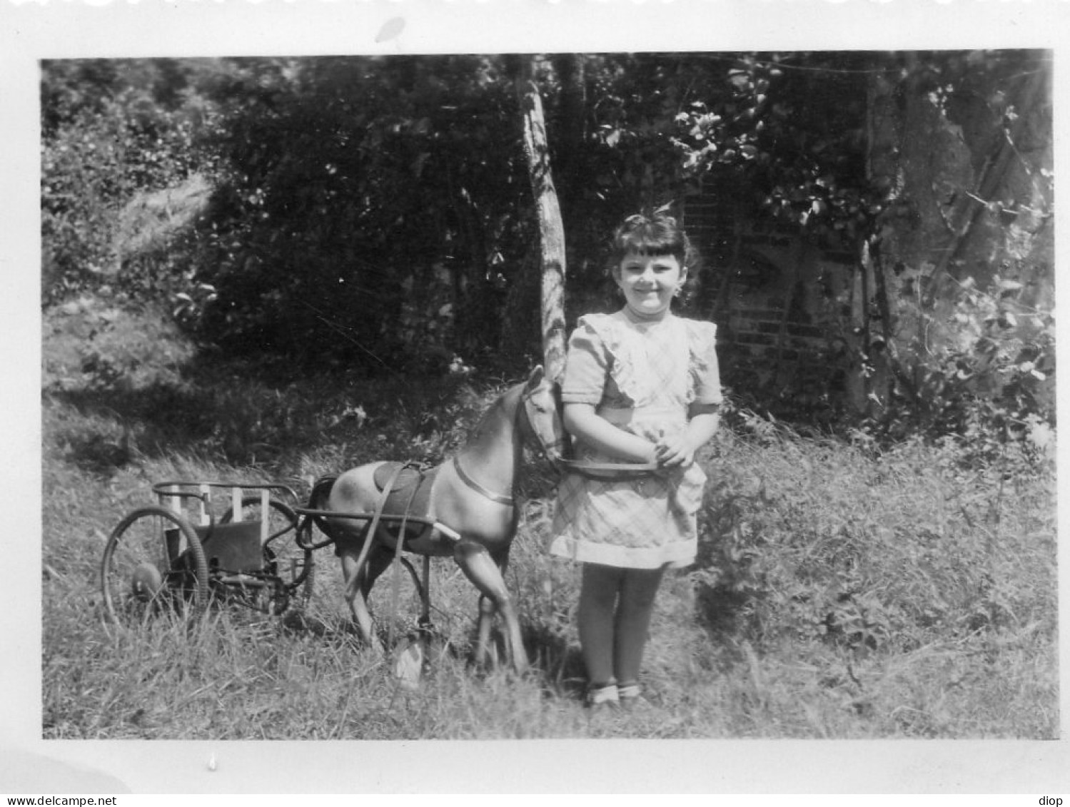 Photo Vintage Paris Snap Shop- Enfant Child Cheval De Bois Wooden Horse Arcueil - Anonymous Persons