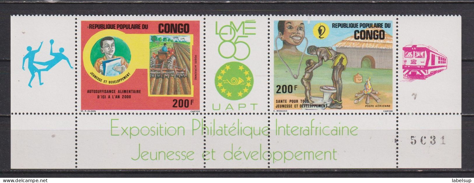 Lot De Timbres Neufs** Du Congo De 1985 YT PA 336 337 UATP Numéroté MNH - Ongebruikt