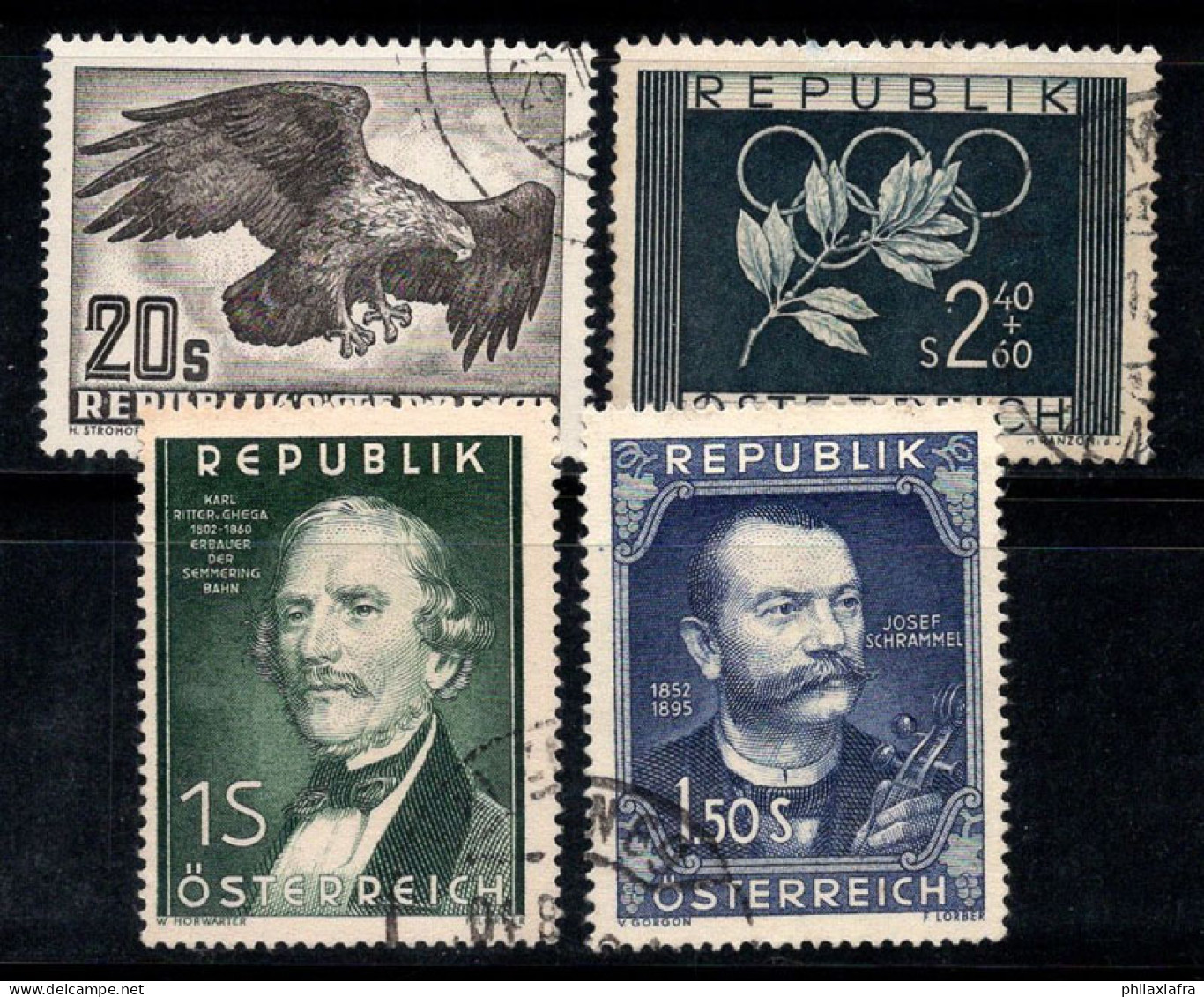 Autriche 1952 Mi. 968-971 Oblitéré 100% Aigle, Jeux Olympiques, Célébrités - Used Stamps