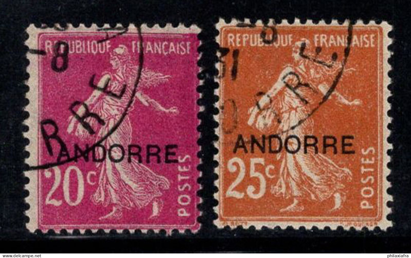 Andorre Française 1931 Mi. 8-9 Oblitéré 100% Surimprimé - Gebraucht