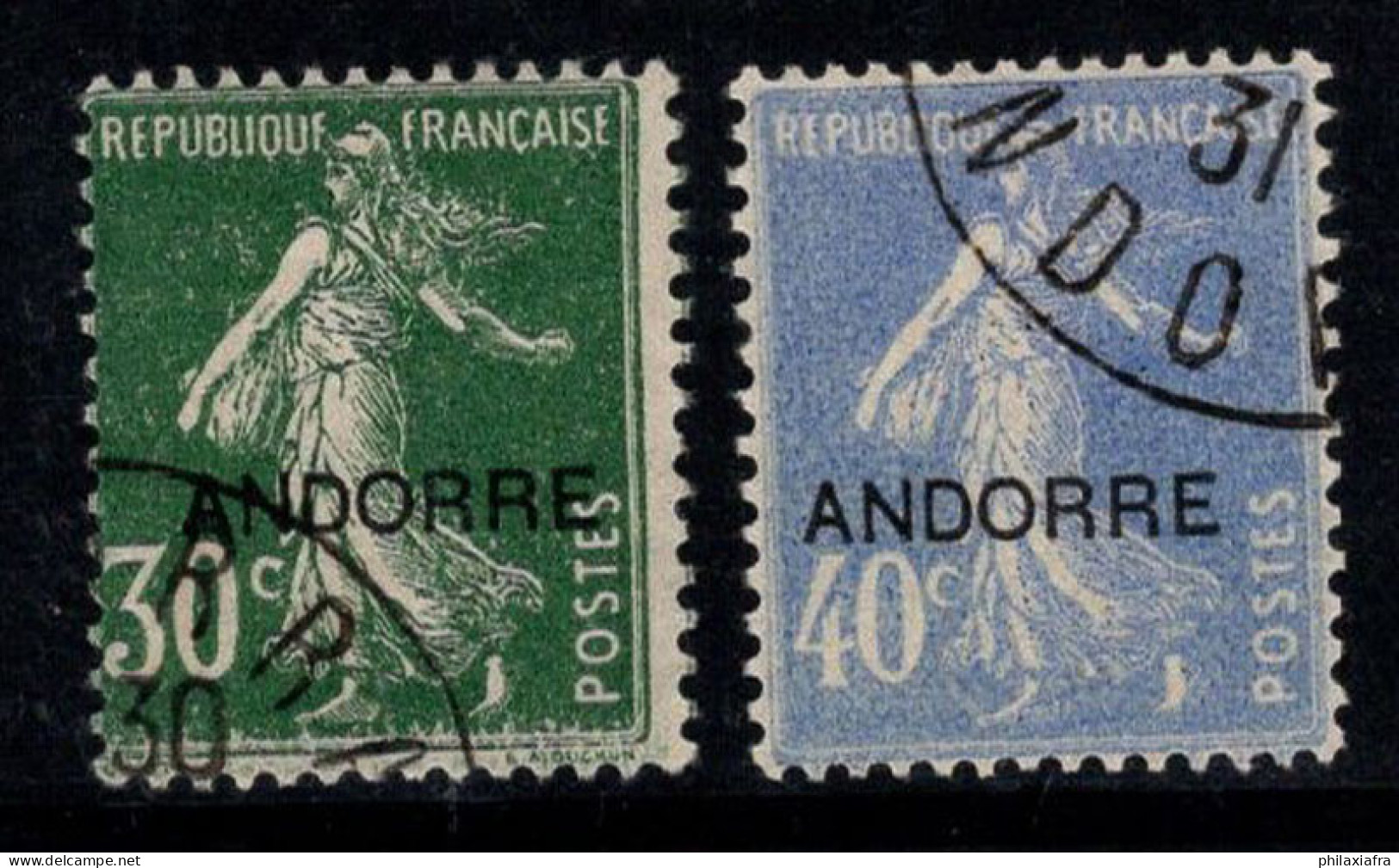 Andorre Française 1931 Mi. 10-11 Oblitéré 100% Surimprimé - Gebruikt
