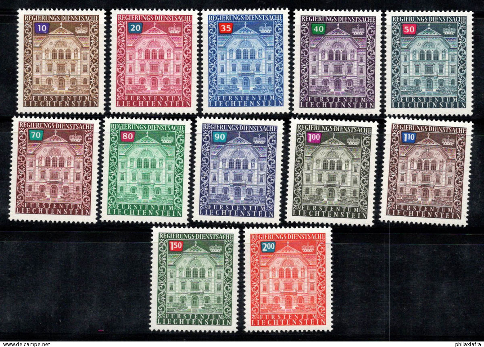 Liechtenstein 1976 Mi. 57-68 Neuf ** 100% Service Édifice Gouvernemental - Dienstmarken