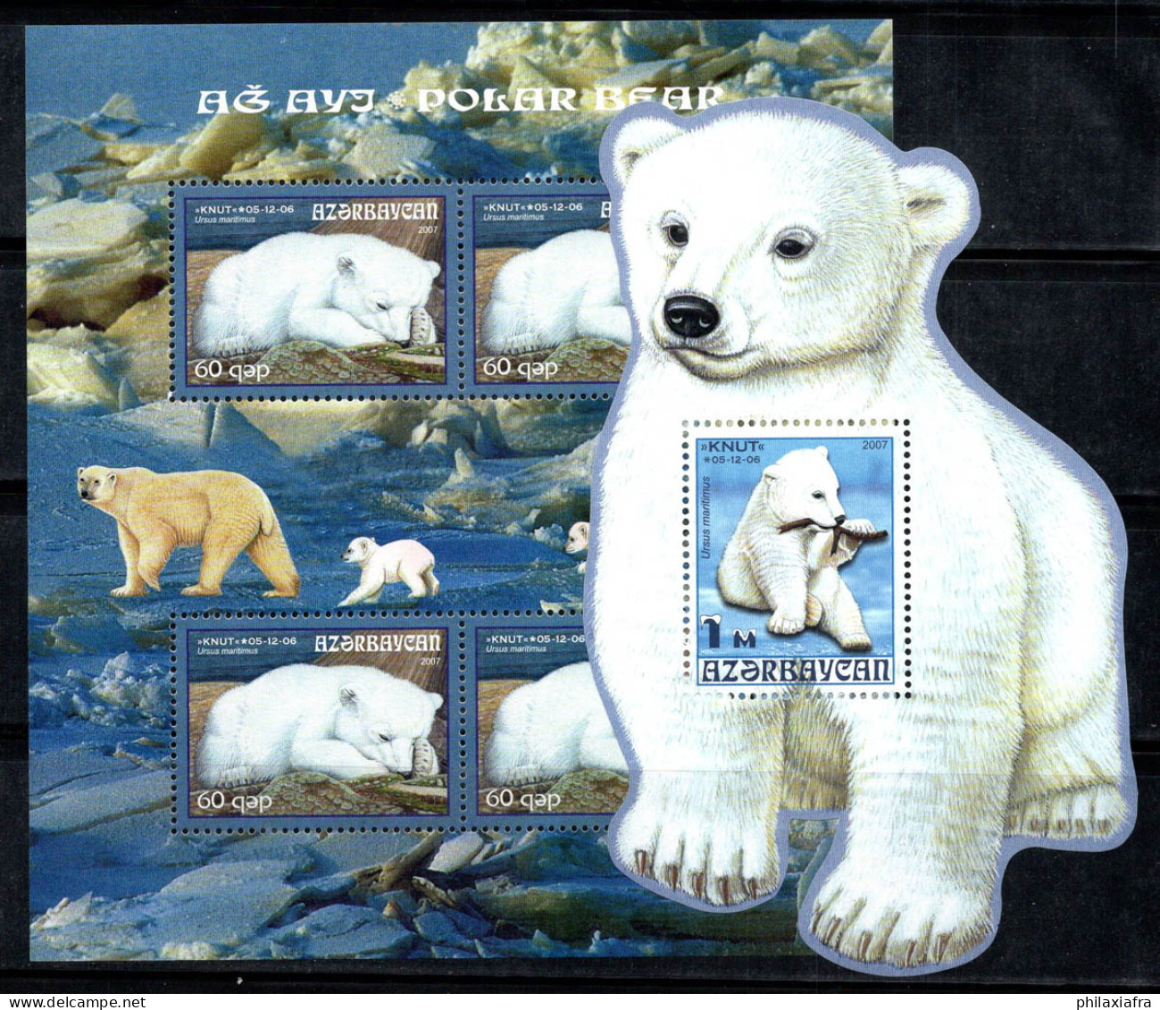 Azerbaïdjan 2007 Mi. Bl. 73A-74A Bloc Feuillet 100% Neuf ** L'ours Polaire Knut - Azerbaïjan