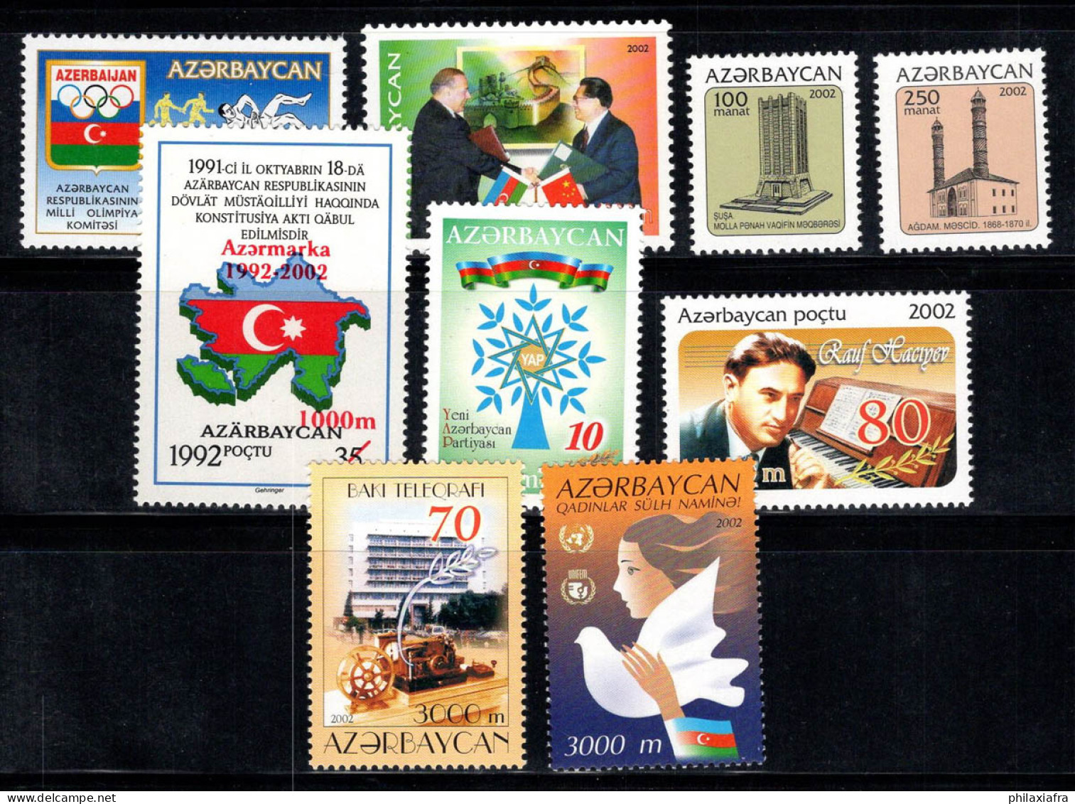 Azerbaïdjan 2002 Neuf ** 100% Célébrités, Monuments, Drapeau - Azerbaiján