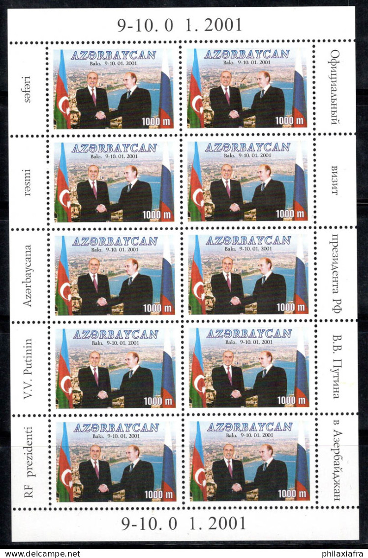 Azerbaïdjan 2001 Mi. 511 Mini Feuille 100% Neuf ** Aliyev, Poutine - Azerbaïjan
