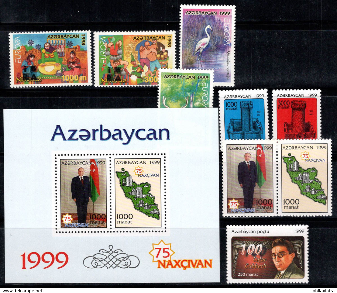 Azerbaïdjan 1999 Mi. 440-448, Bl.38 Neuf ** 100% Europa Cept, Faune, Aliyev - Azerbaïdjan