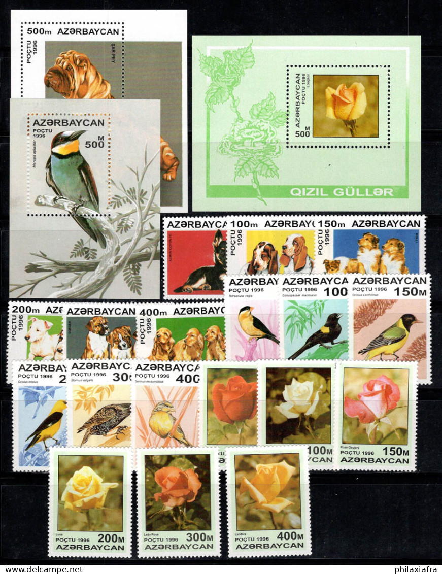 Azerbaïdjan 1996 Mi. 306-325 Neuf ** 100% Bl. 22-24, Chiens, Oiseaux, Roses - Aserbaidschan