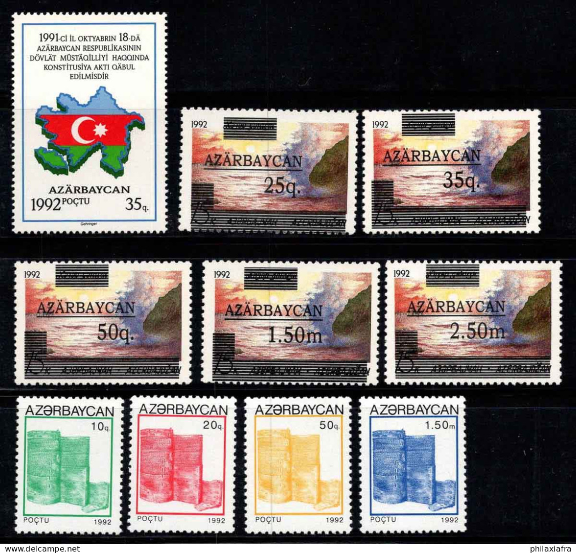 Azerbaïdjan 1992 Mi. 69-78 Neuf ** 100% Drapeau, Monuments - Azerbaijan