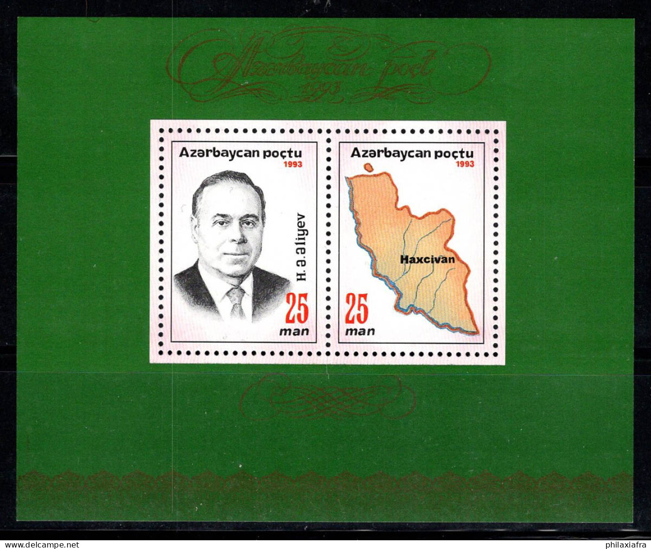 Azerbaïdjan 1993 Mi. Bl. 4 I Bloc Feuillet 100% Neuf ** Aliyev, Carte - Azerbeidzjan