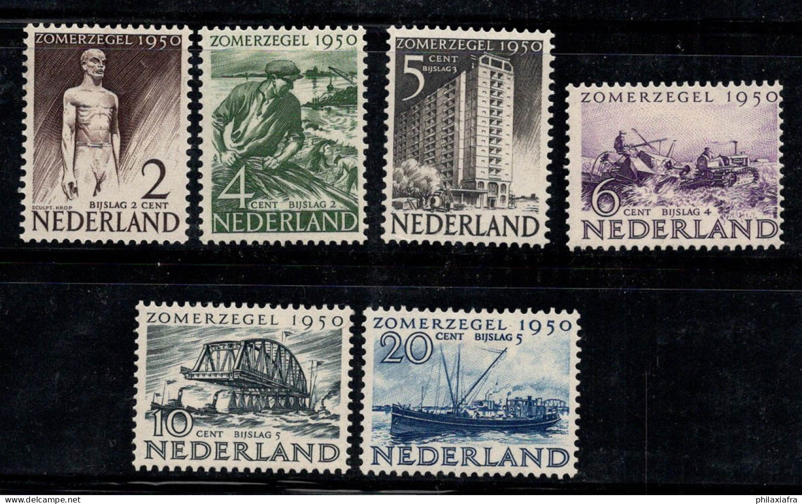 Pays-Bas 1950 Mi. 552-557 Neuf * MH 100% Culture, Navire - Unused Stamps