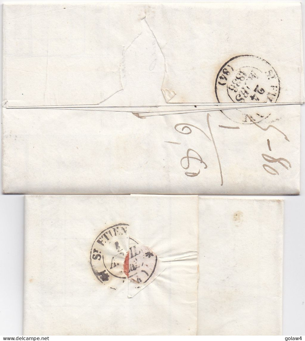 37107# LOT 2 LETTRES Obl MONTBRISON 23 MARS 1836 T13 + MONTBRISON 1 AVRIL 1843 T13 LOIRE - 1801-1848: Précurseurs XIX