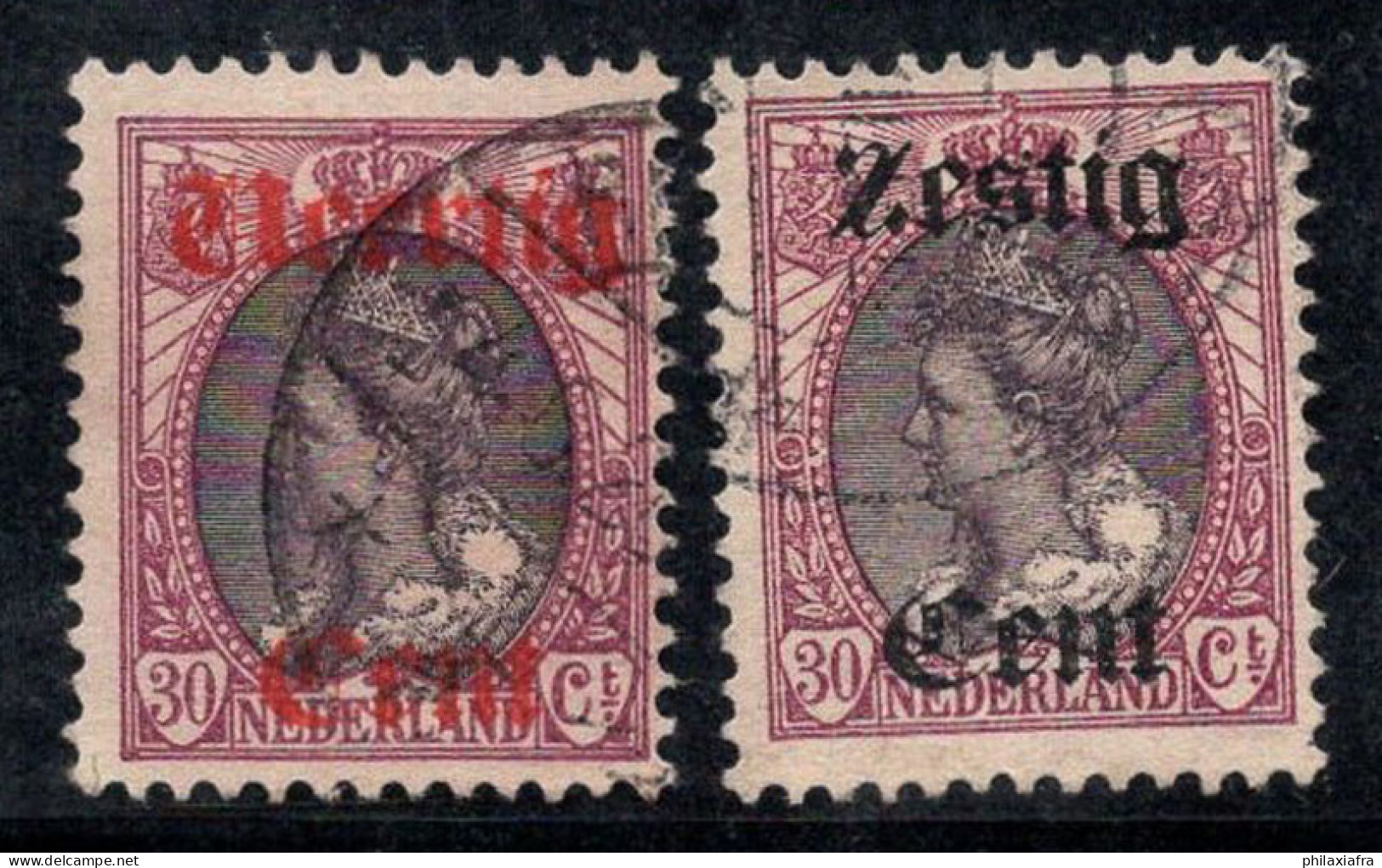 Pays-Bas 1919 Mi. 95-96 Oblitéré 100% Surimprimé Reine Wilhelmine - Used Stamps