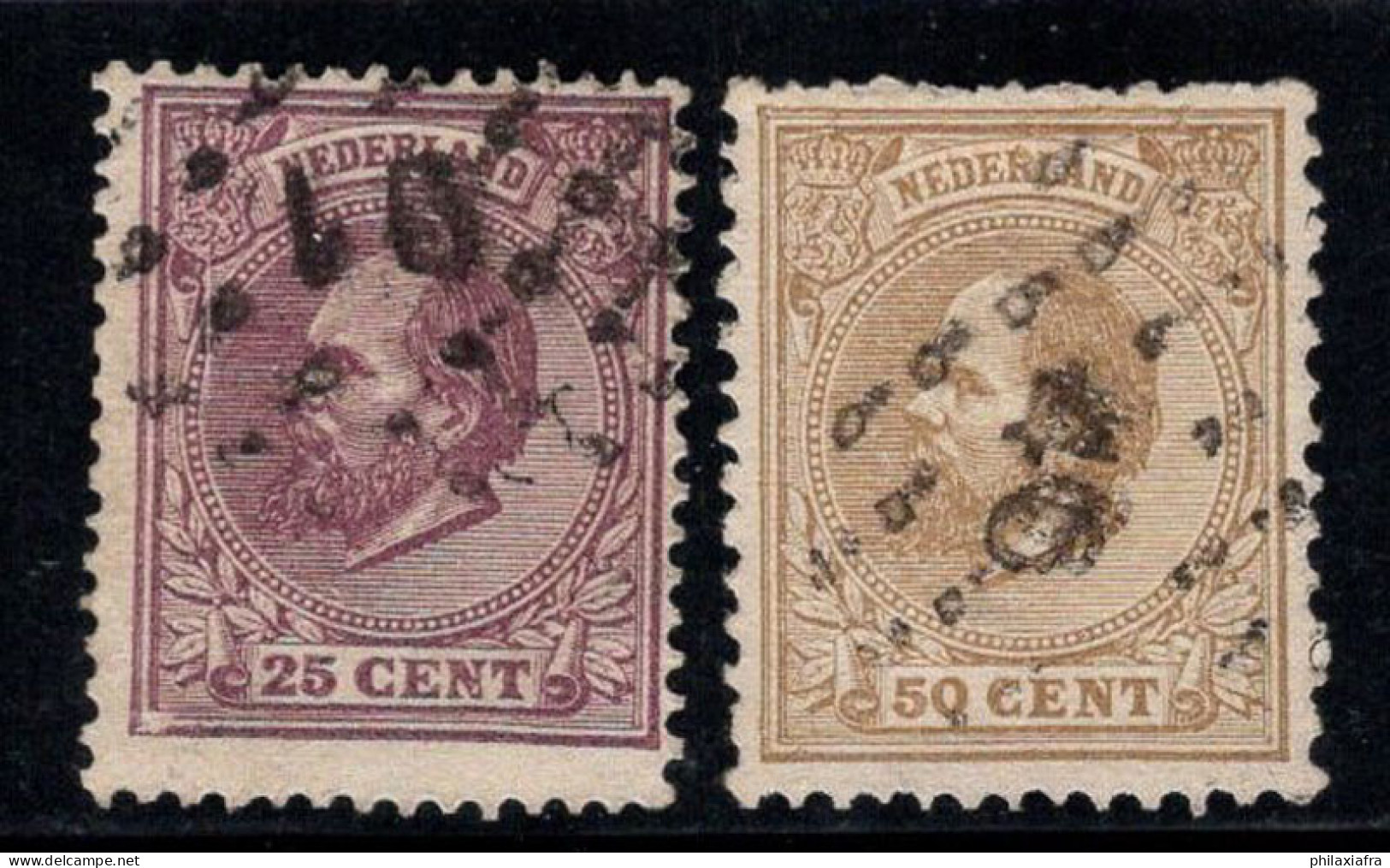 Pays-Bas 1872 Mi. 25-26 Oblitéré 100% Roi Guillaume III, 25, 50 C - Used Stamps