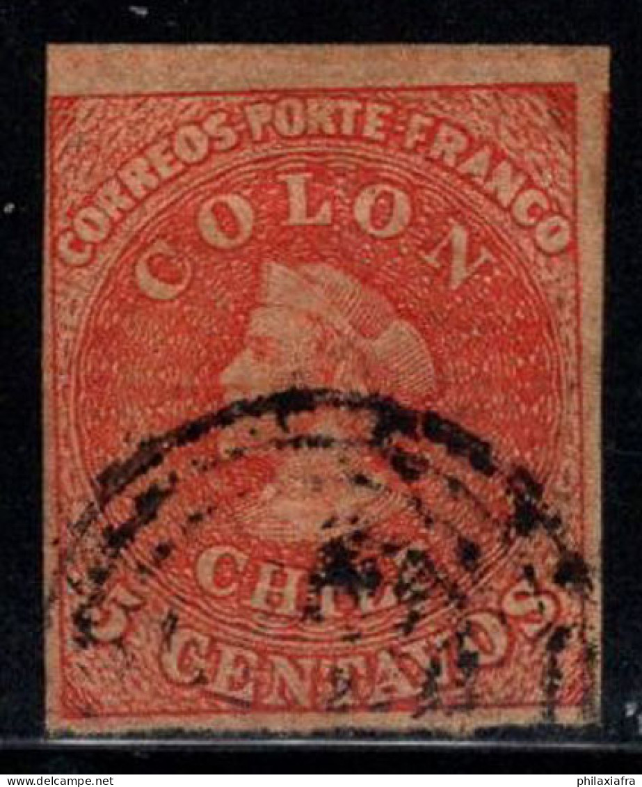 Chili 1853-66 Oblitéré 80% 5 C, Colon, Colombo - Chili