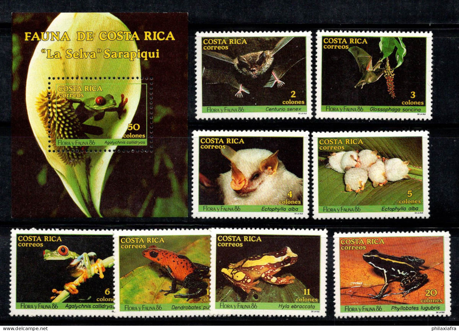 Costa Rica 1986 Mi. Bl. 13, 1314 Bloc Feuillet 100% Animaux, Grenouille, Chauves-souris - Costa Rica