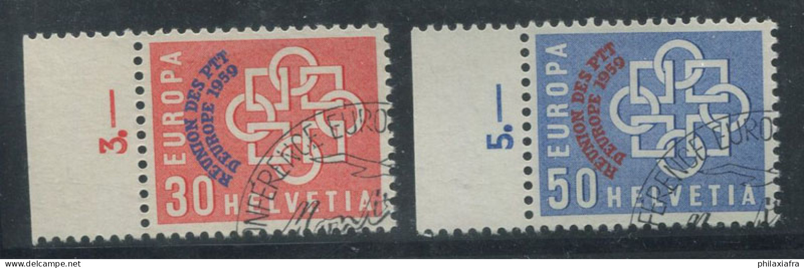 Suisse 1959 Mi. 681-682 Oblitéré 100% Surimprimé Europe - Oblitérés