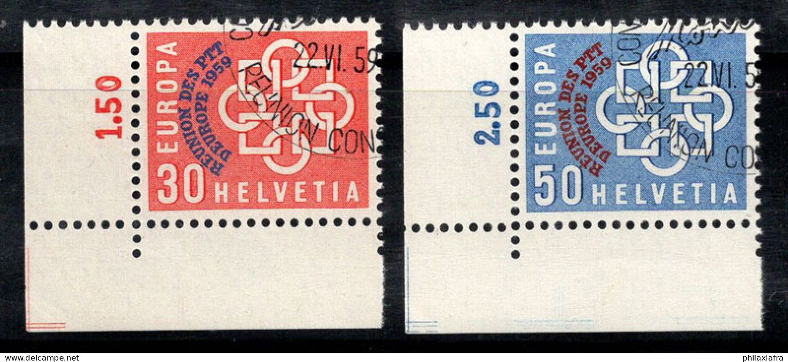 Suisse 1959 Mi. 681-682 Oblitéré 80% Surimprimé Europe - Usati