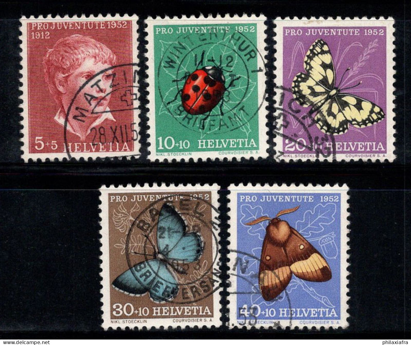 Suisse 1952 Mi. 575-579 Oblitéré 100% Pro Juventute, PAPILLONS - Gebraucht