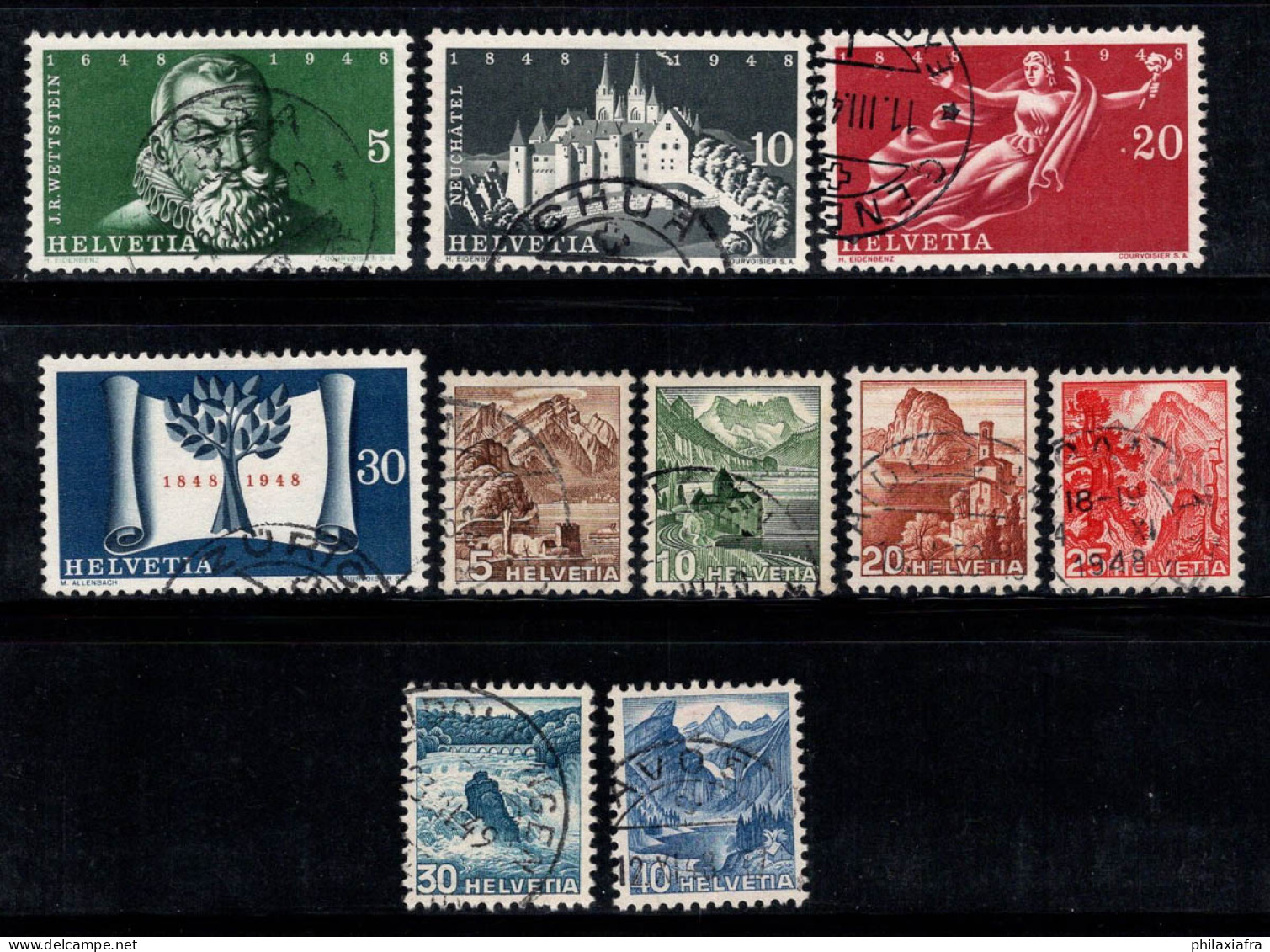 Suisse 1948 Mi. 496-505 Oblitéré 100% Histoire, Paysages - Usados