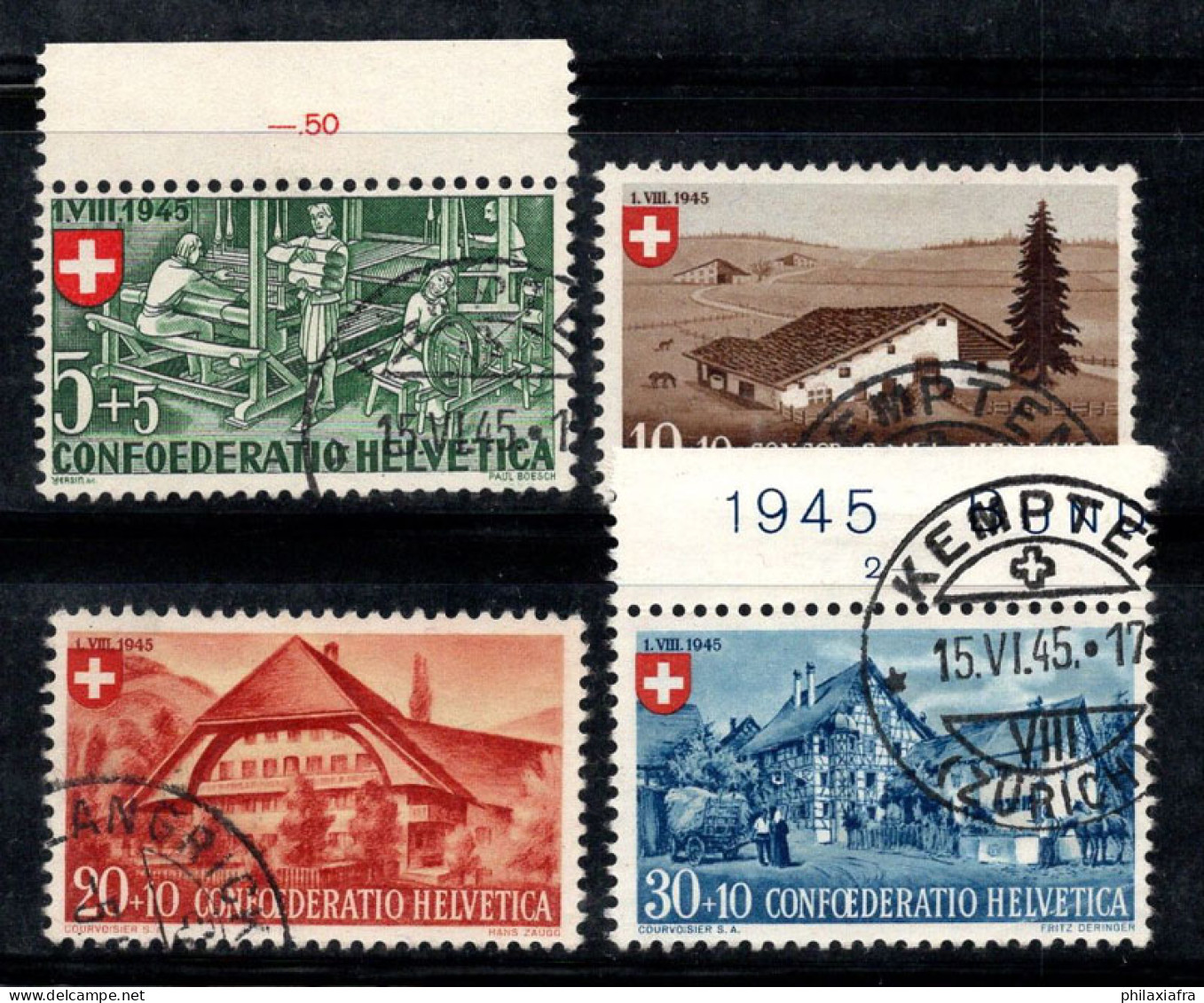 Suisse 1945 Mi. 460-463 Oblitéré 100% Pro Patria, Construction - Gebraucht