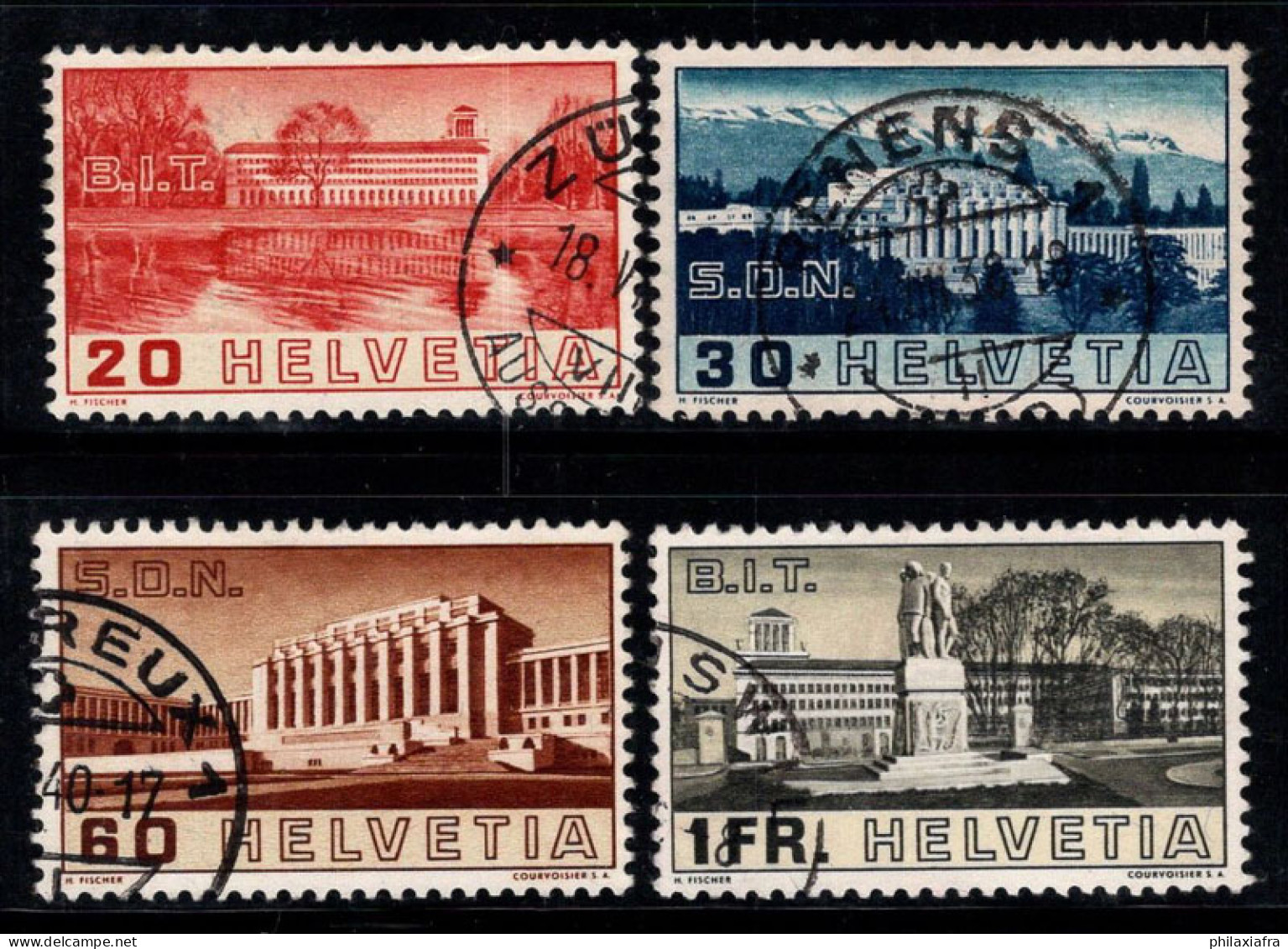 Suisse 1938 Mi. 321-324 Oblitéré 100% OIT, Construction - Usati