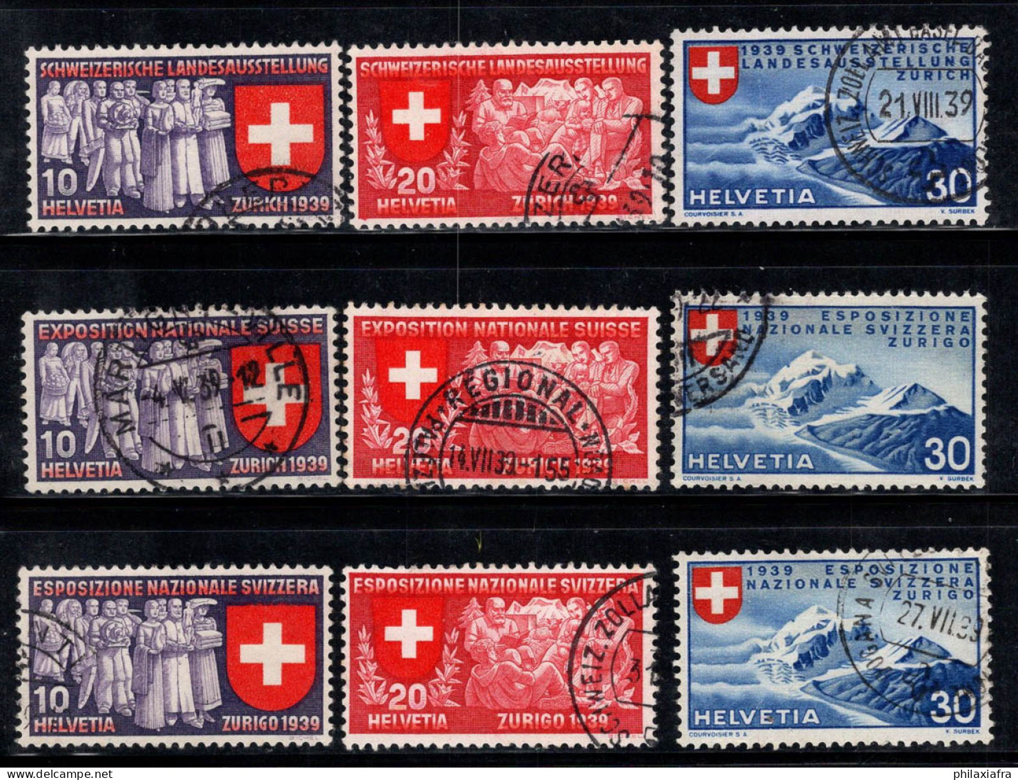 Suisse 1939 Mi. 335-343 Oblitéré 100% Exposition Zurich - Usati