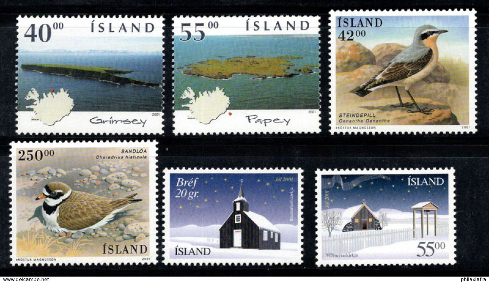 Islande 2001 Mi. 994-999 Neuf ** 100% Paysages, Oiseaux, Noël - Nuovi