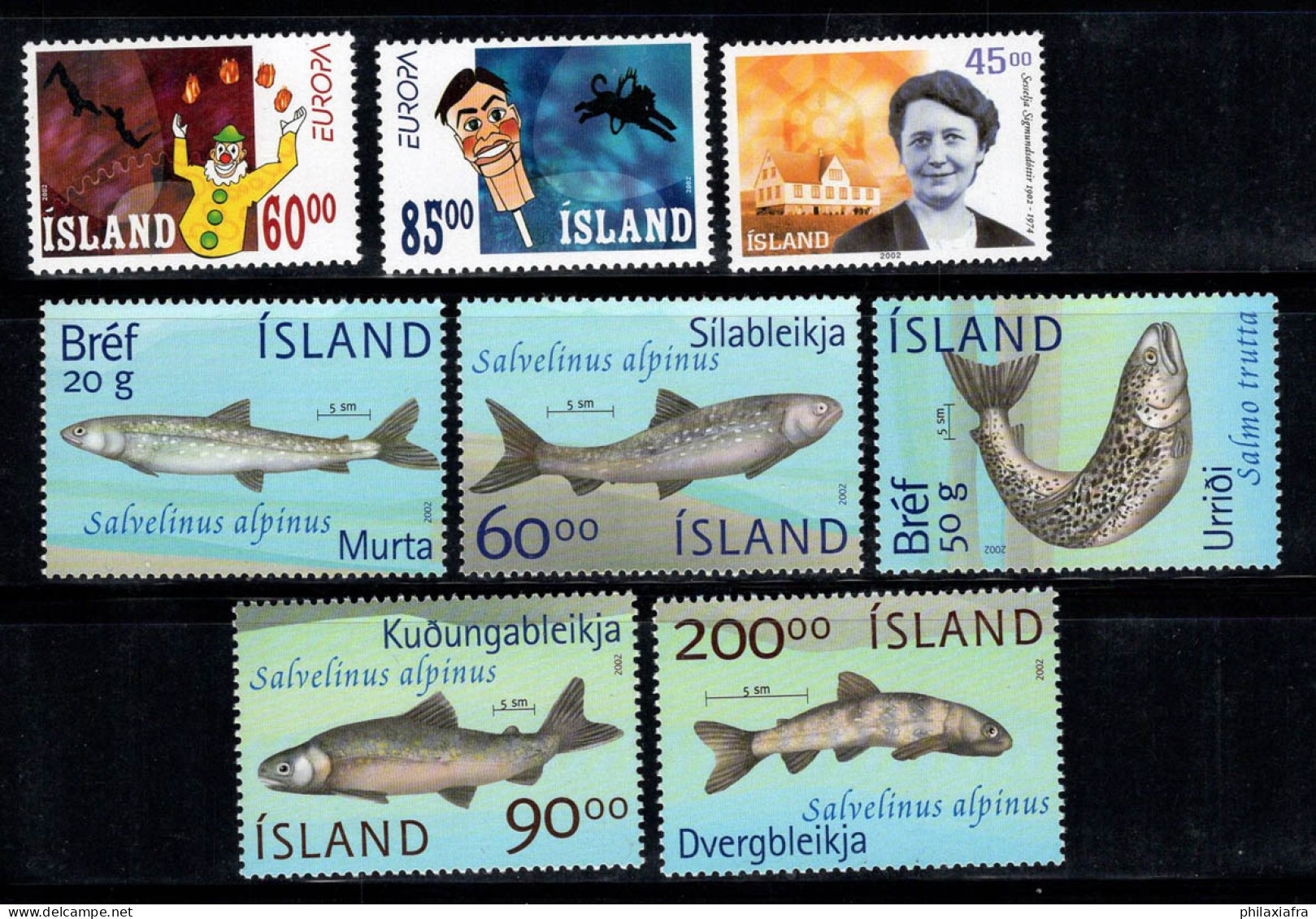 Islande 2002 Mi. 1009-1016 Neuf ** 100% Europa Cept, Poisson, Zigmundsdottir - Neufs