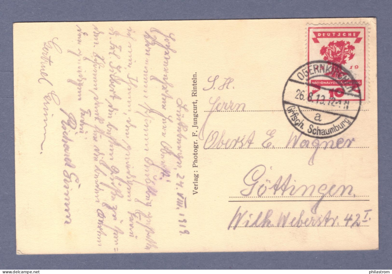 Weimar INFLA AK (Gasthaus Zum Bückeberg) Postkarte - Obekirchen Grfsch. Schaumburg 26.8.19 (CG13110-264) - Covers & Documents