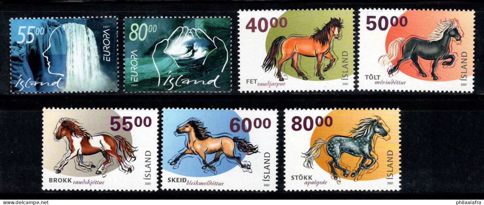 Islande 2001 Mi. 981-987 Neuf ** 100% Europa Cept, Chevaux - Ongebruikt