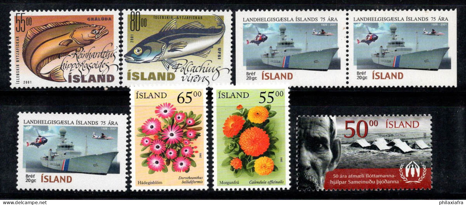 Islande 2001 Mi. 971-976 Neuf ** 100% Poisson, Navire, Fleurs, HCR - Unused Stamps