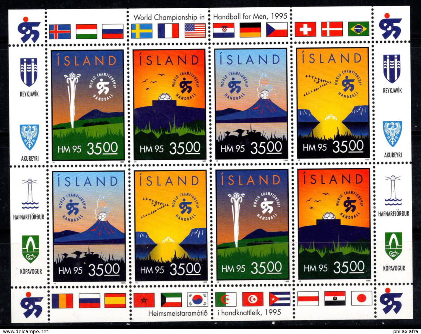 Islande 1995 Mi. 820-823 Mini Feuille 100% Neuf ** Handball, Sports - Blocchi & Foglietti